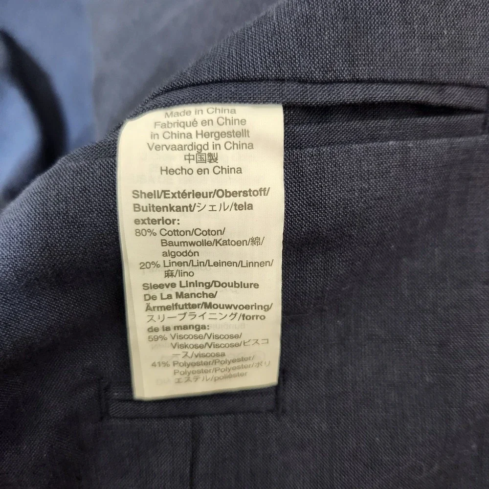 J.Crew Ludlow Slim Blazer 42L Navy Blue Somelos Cotton Linen Sport Coat